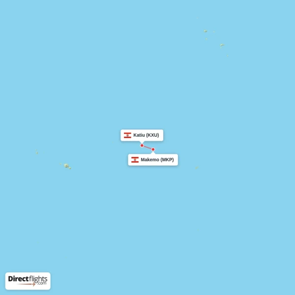 Katiu - Makemo direct flight map