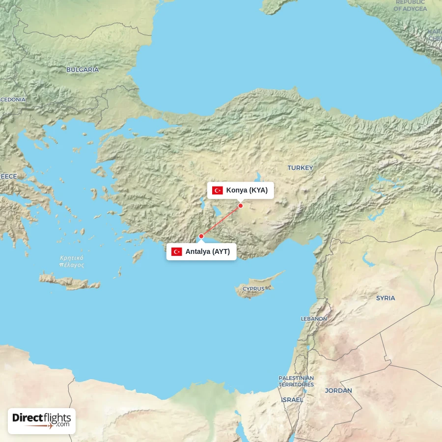 KYA - AYT route map