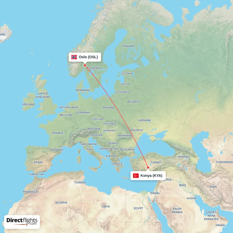 KYA - OSL route map