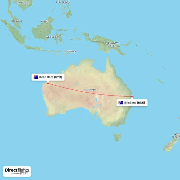 Kens Bore - Brisbane direct flight map