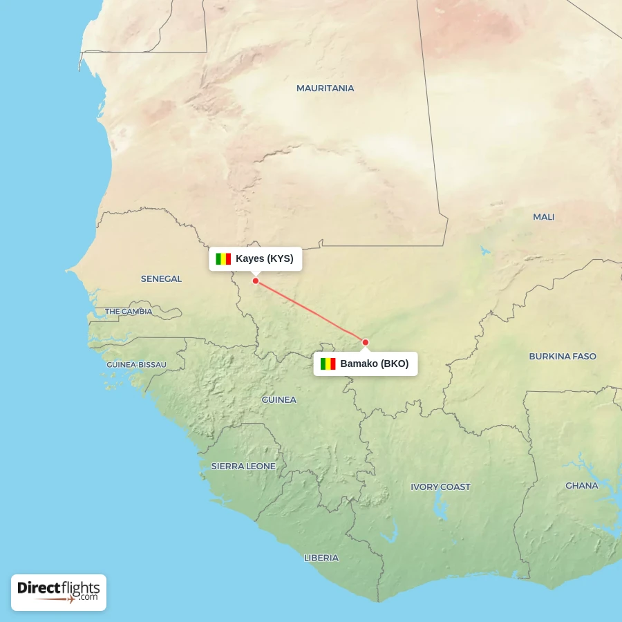 KYS - BKO route map