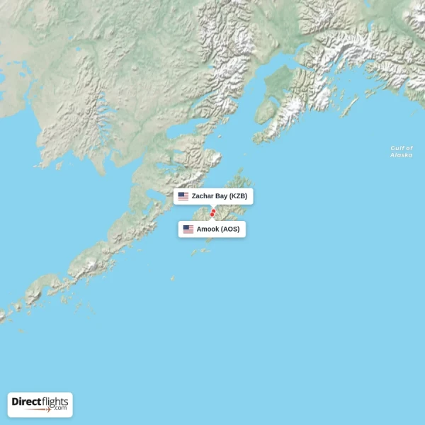 Zachar Bay - Amook direct flight map