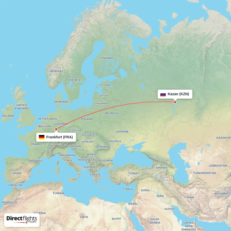 KZN - FRA route map