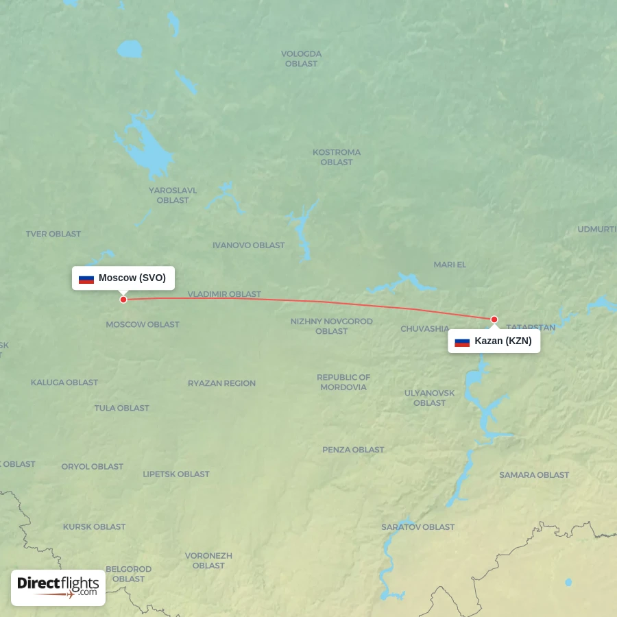KZN - SVO route map