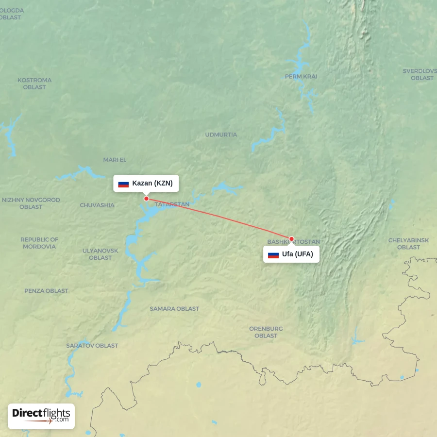 KZN - UFA route map