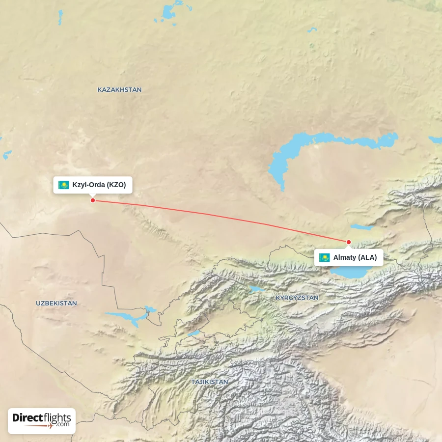 KZO - ALA route map