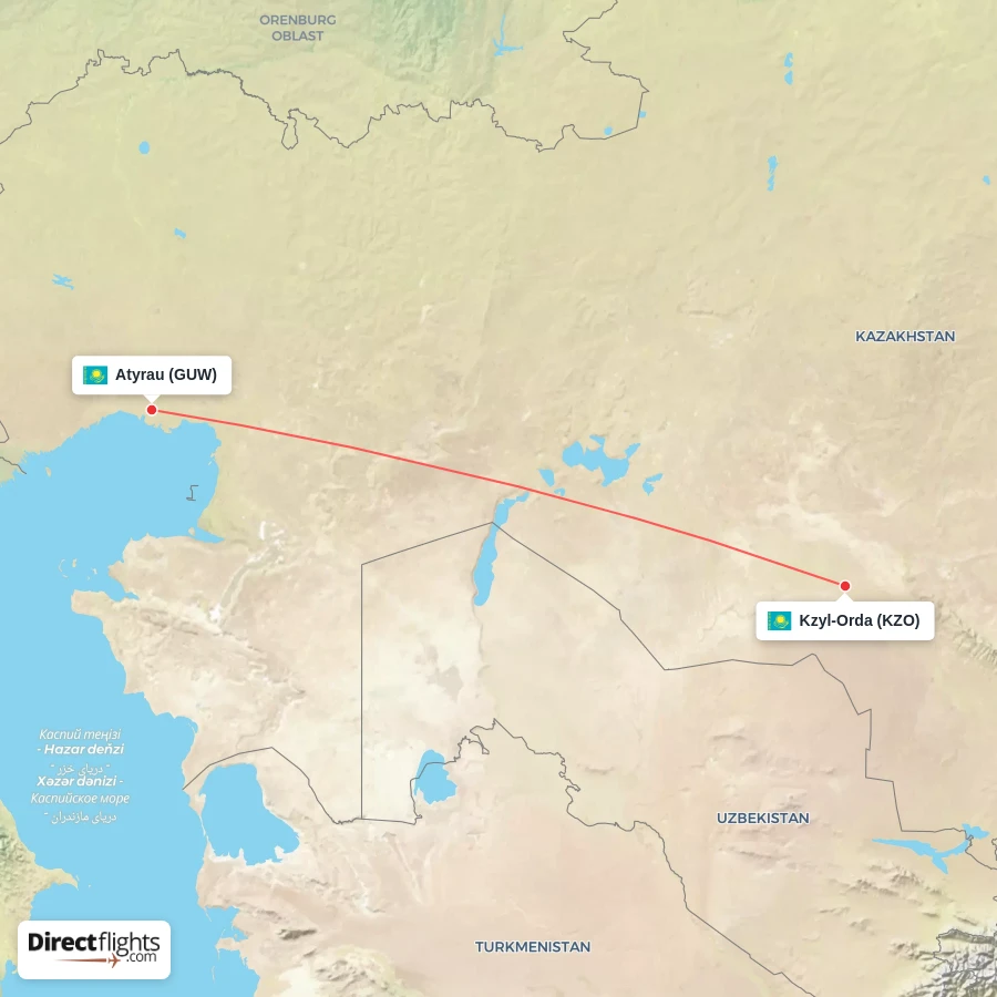 KZO - GUW route map