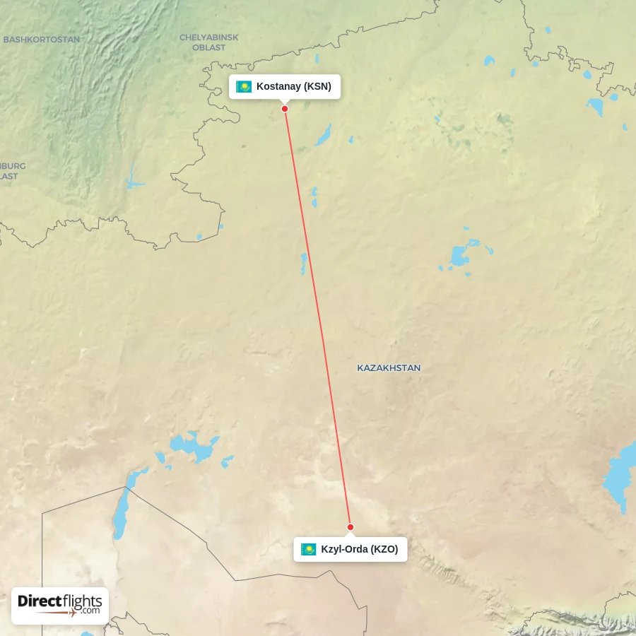 KZO - KSN route map