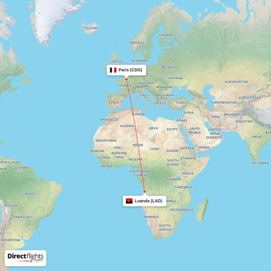 LAD - CDG route map
