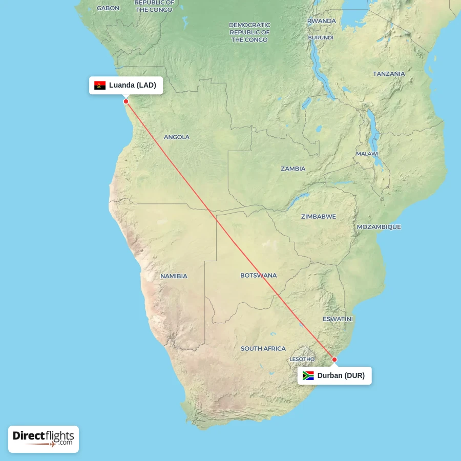 LAD - DUR route map