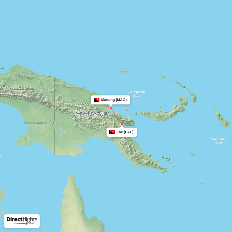 LAE - MAG route map
