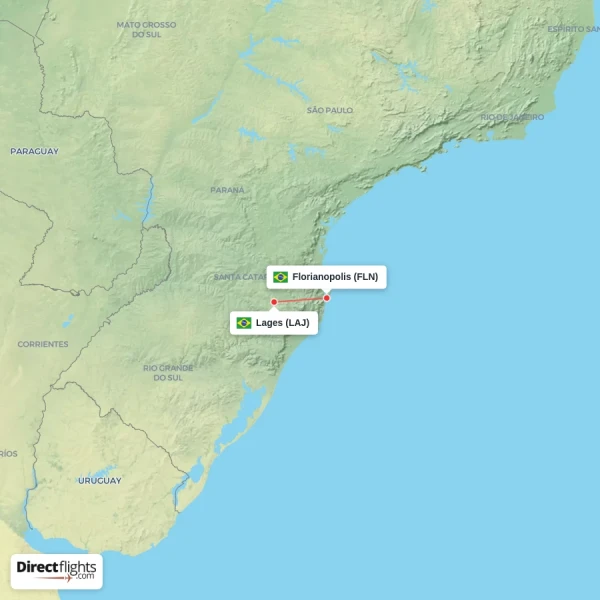 Lages - Florianopolis direct flight map