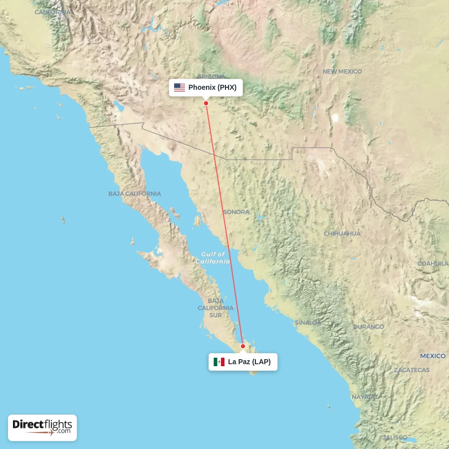 LAP - PHX route map
