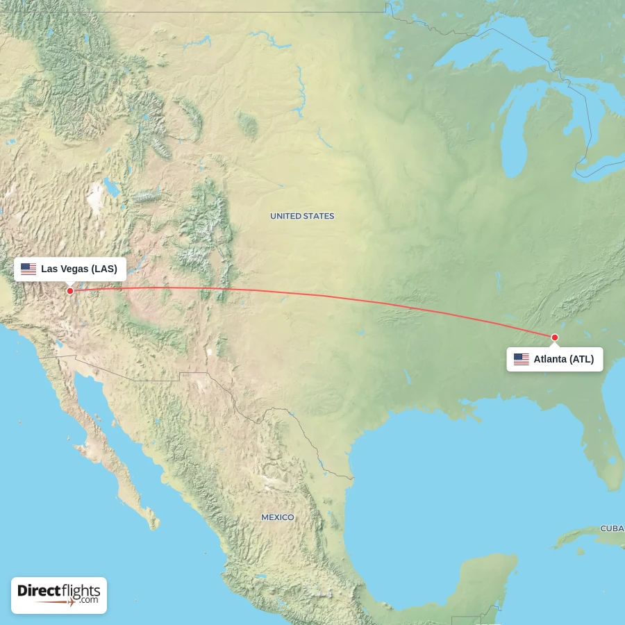 LAS - ATL route map
