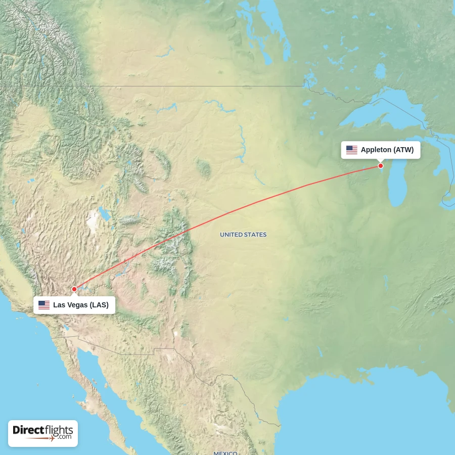 LAS - ATW route map