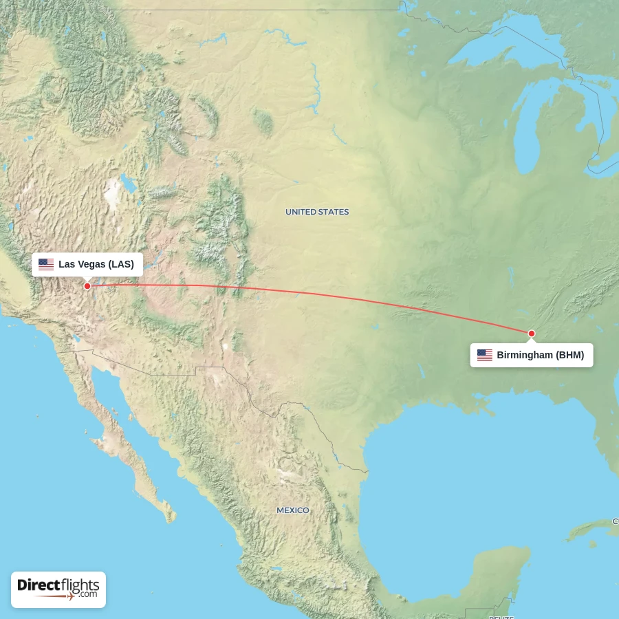 LAS - BHM route map