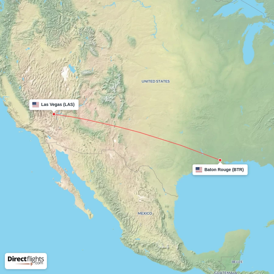 LAS - BTR route map