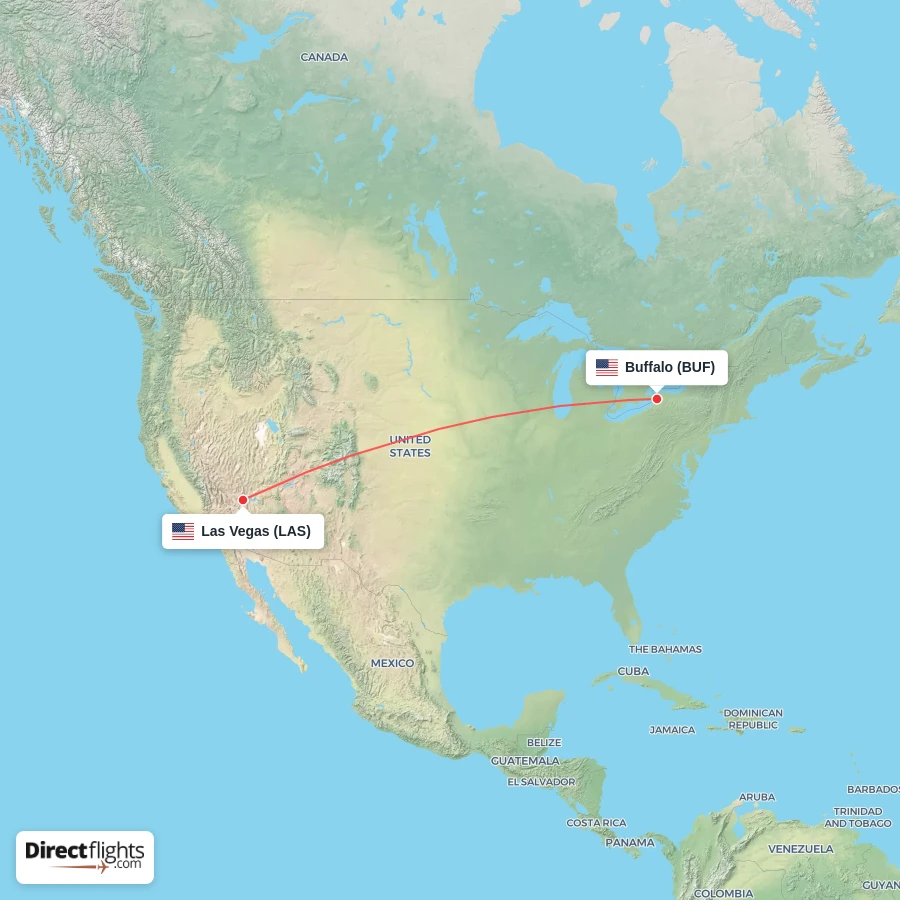 LAS - BUF route map