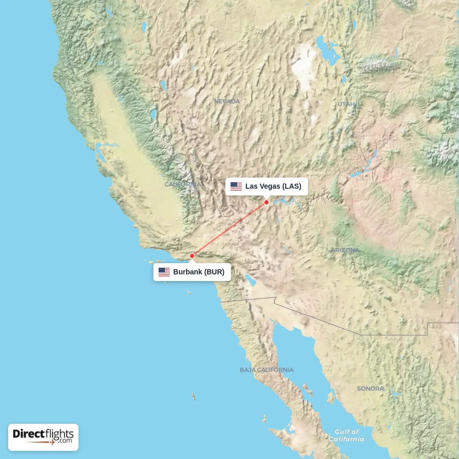LAS - BUR route map
