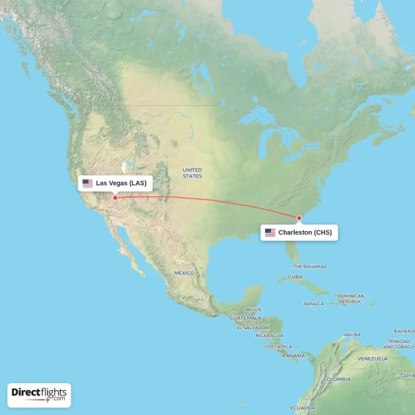 Las Vegas - Charleston direct flight map