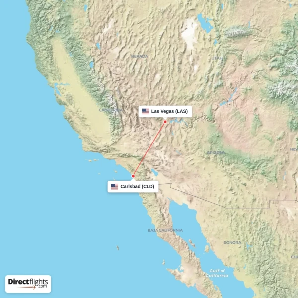 Las Vegas - Carlsbad direct flight map