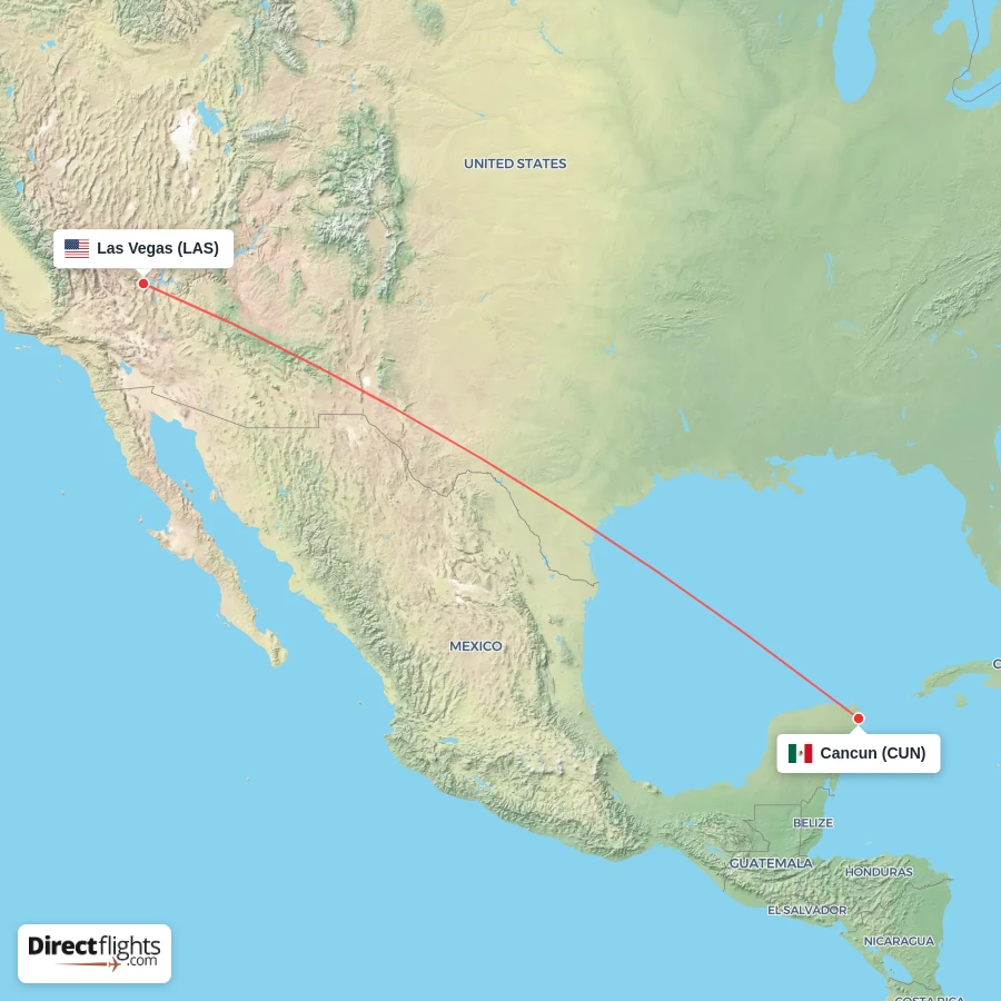 LAS - CUN route map