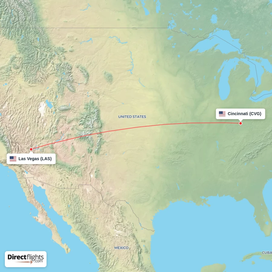 LAS - CVG route map