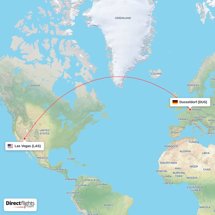 LAS - DUS route map