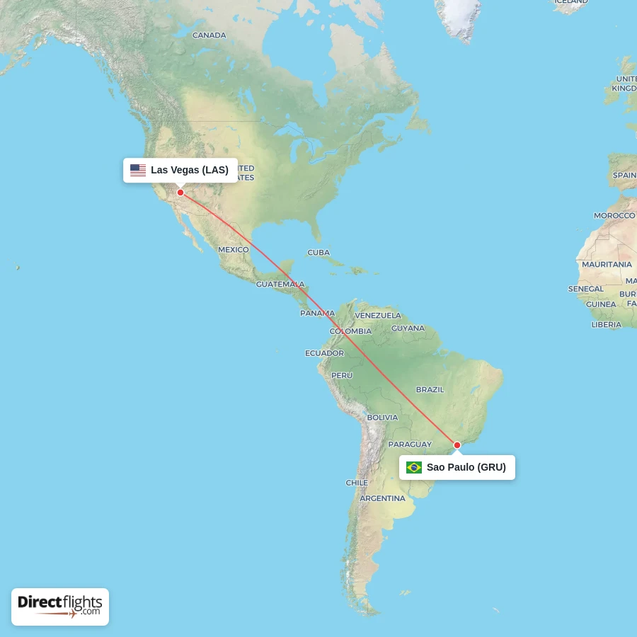 LAS - GRU route map