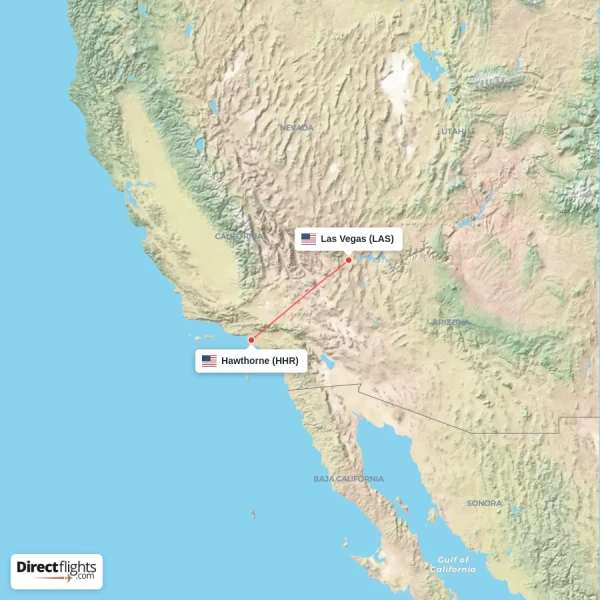 Las Vegas - Hawthorne direct flight map