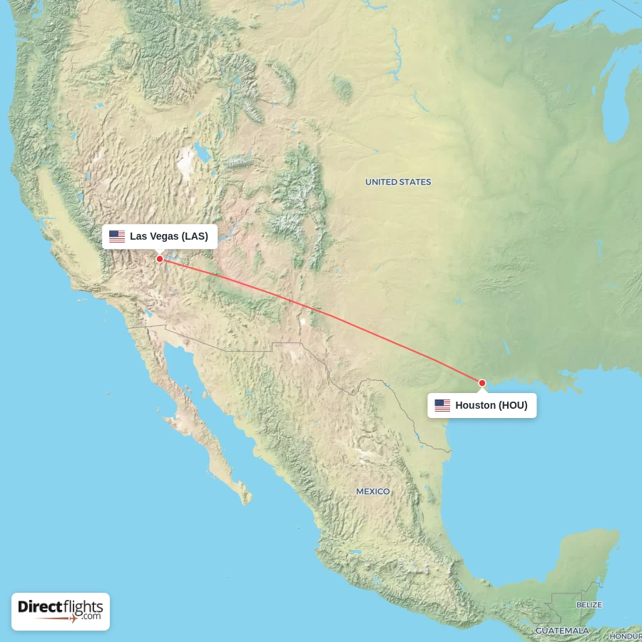 LAS - HOU route map