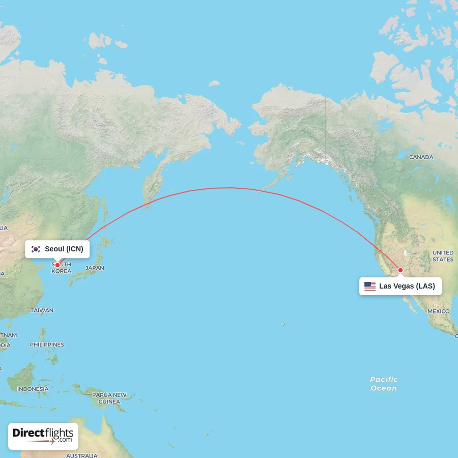 LAS - ICN route map