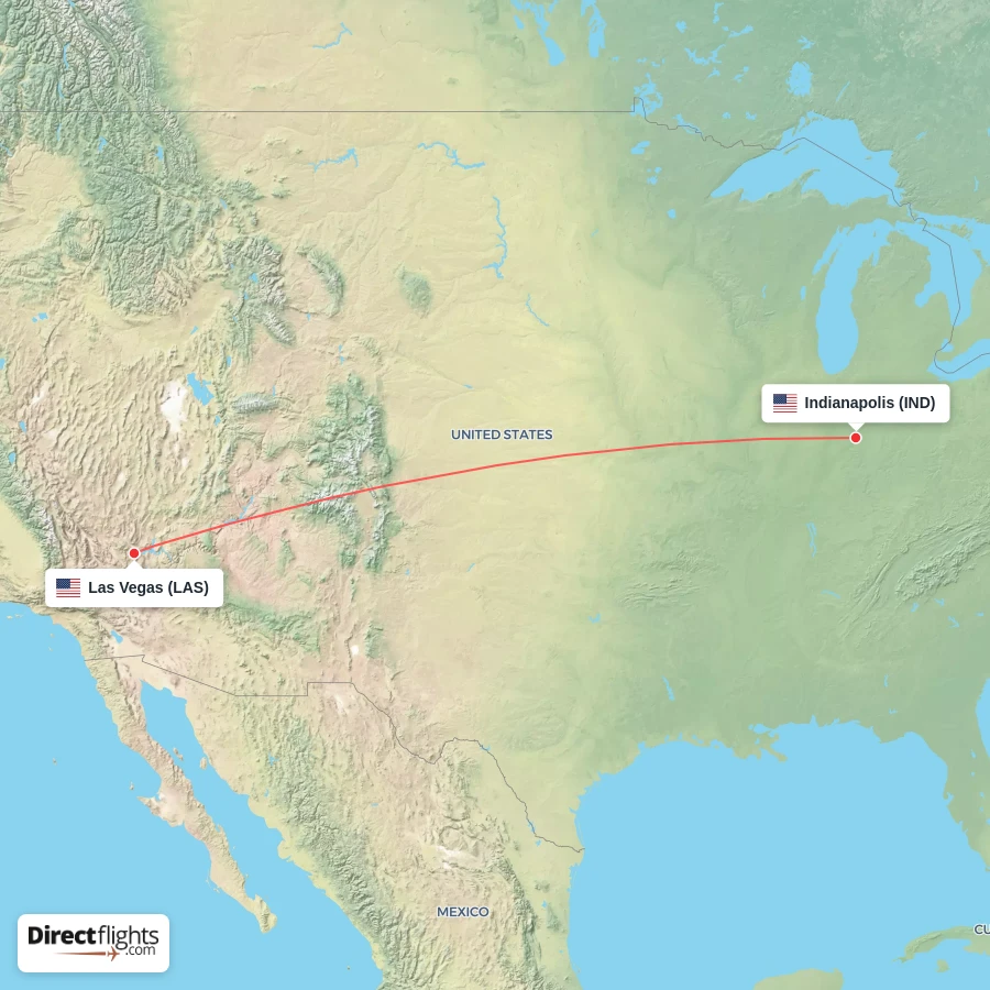 LAS - IND route map