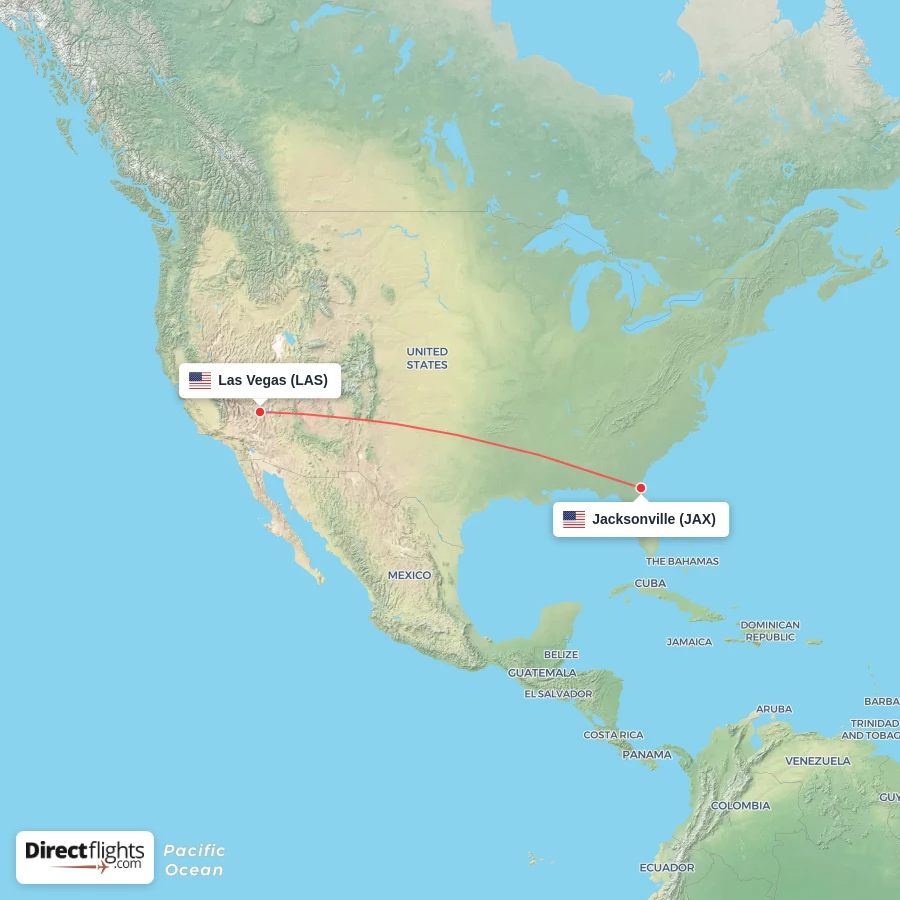LAS - JAX route map