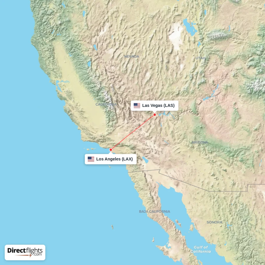 LAS - LAX route map