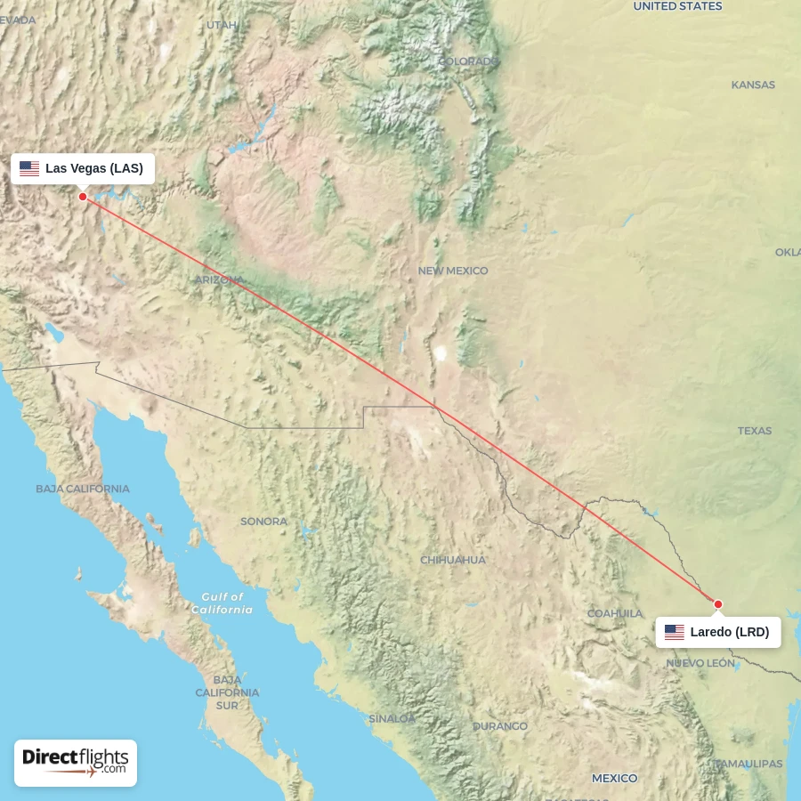 LAS - LRD route map