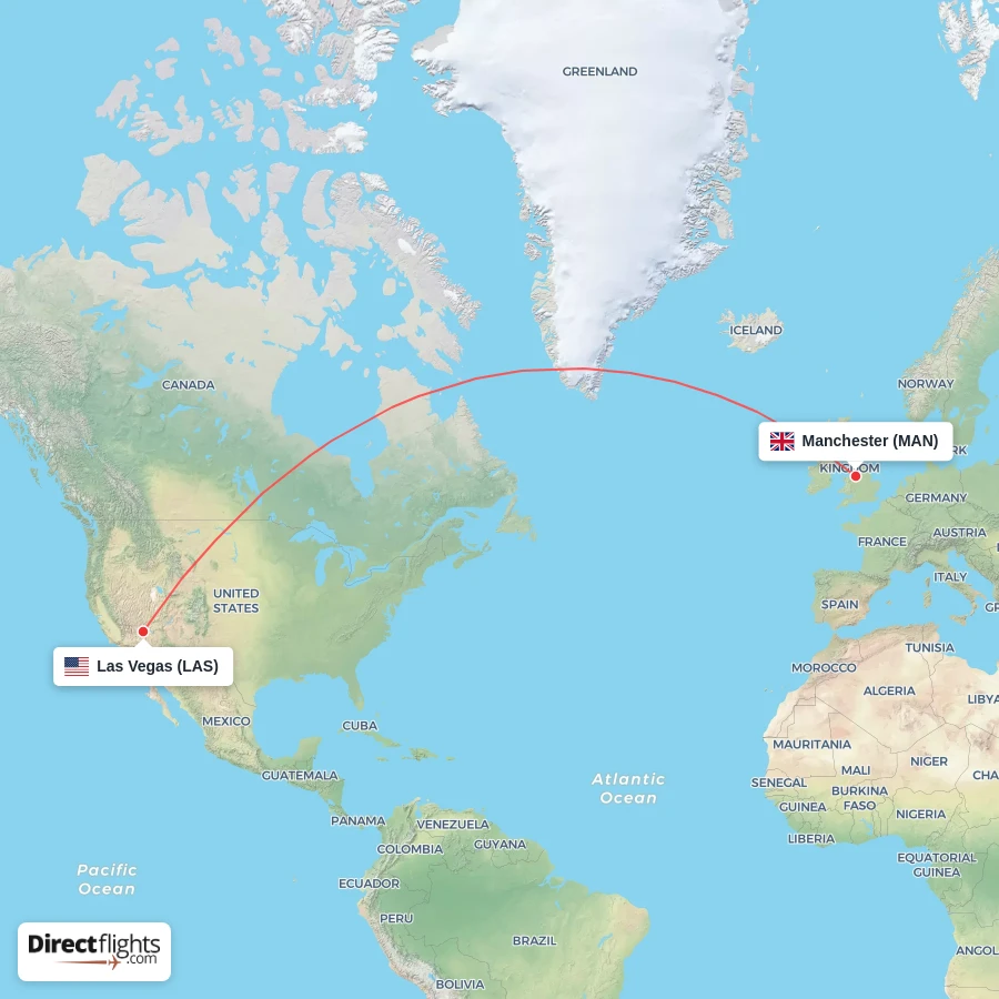 LAS - MAN route map