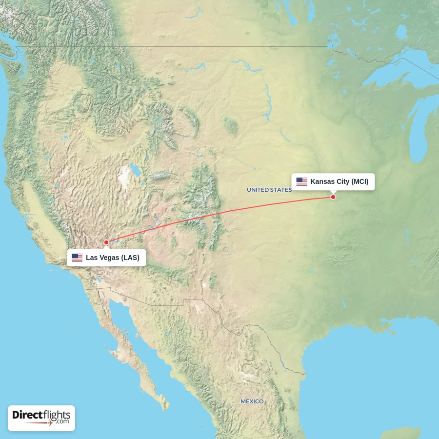 LAS - MCI route map