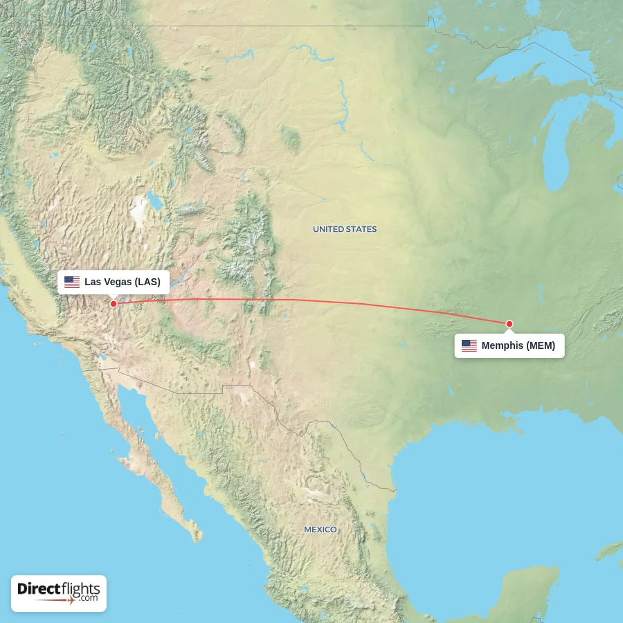 LAS - MEM route map
