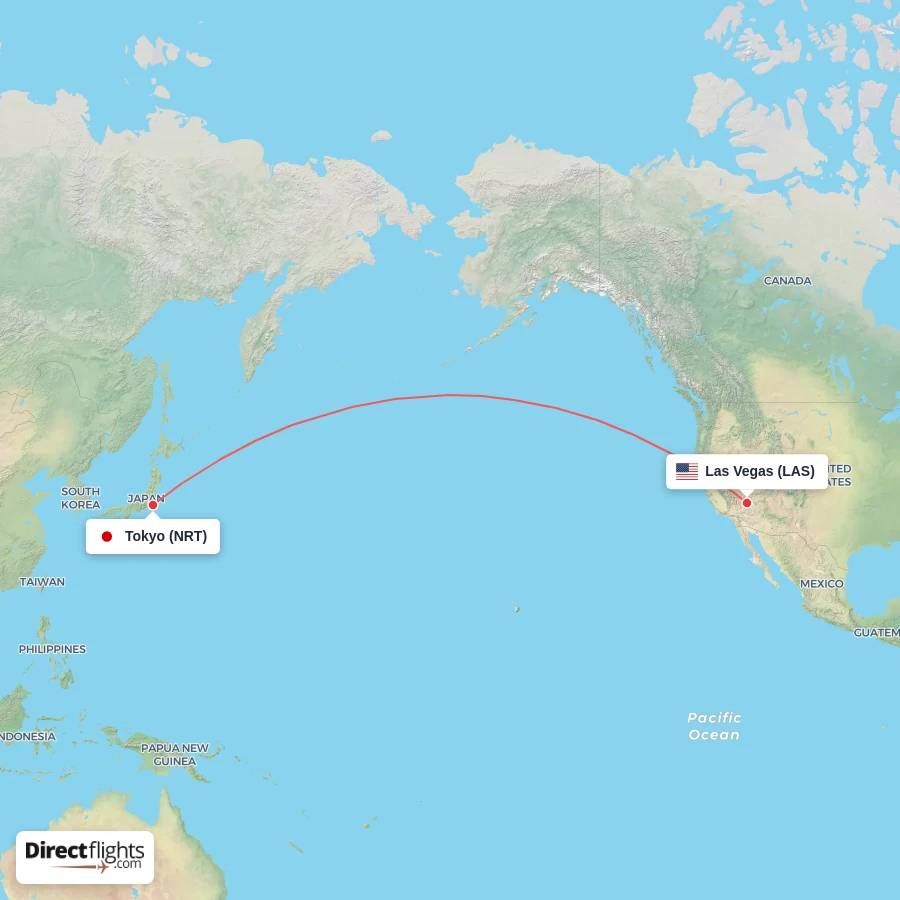 LAS - NRT route map