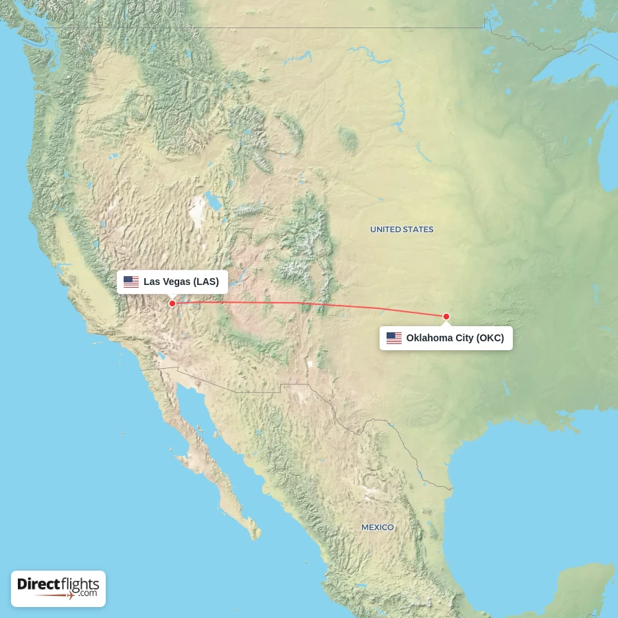 LAS - OKC route map