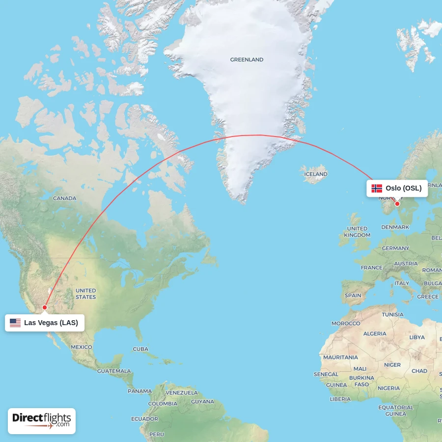 LAS - OSL route map