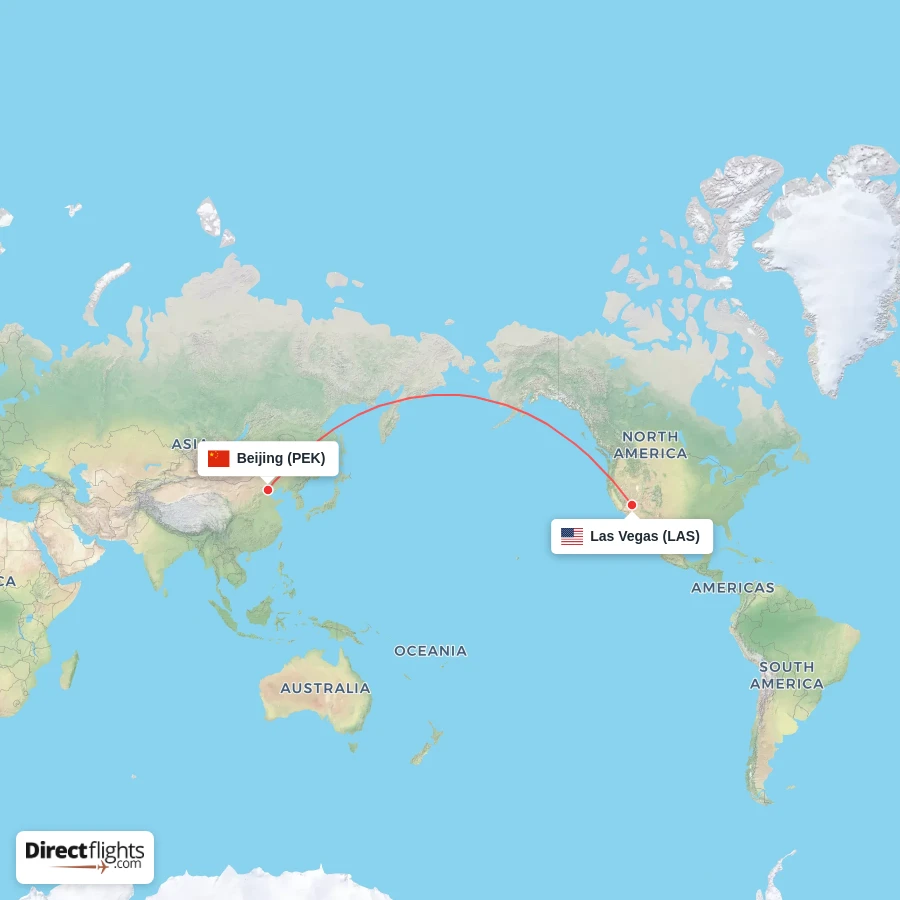 LAS - PEK route map