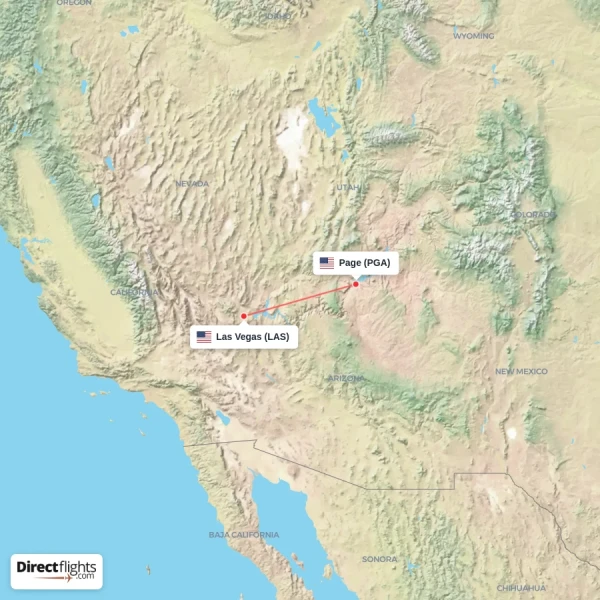 Las Vegas - Page direct flight map