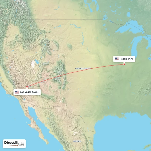 Las Vegas - Peoria direct flight map