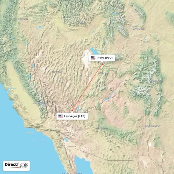 Las Vegas - Provo direct flight map