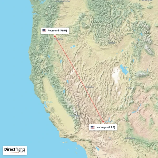Las Vegas - Redmond direct flight map