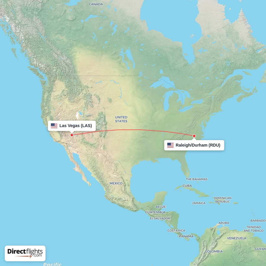 LAS - RDU route map