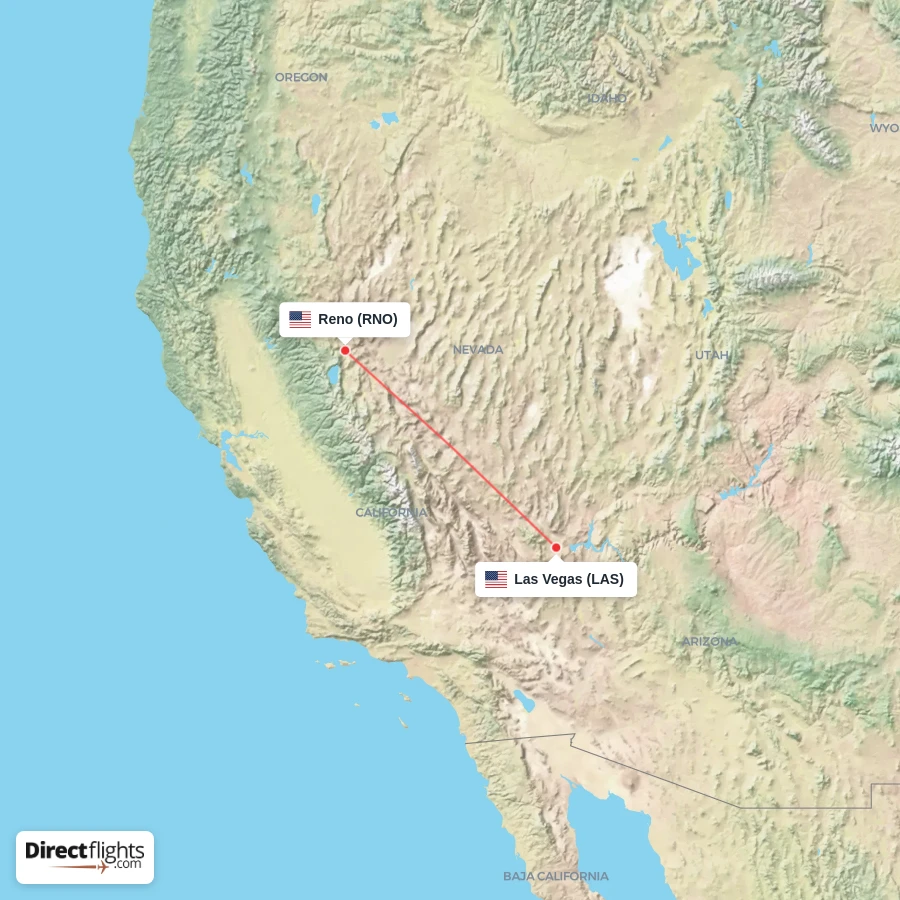 LAS - RNO route map