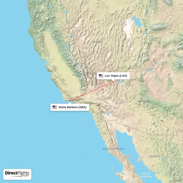 Las Vegas - Santa Barbara direct flight map
